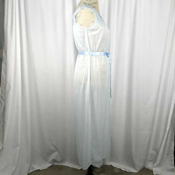 Vintage Henson Nightgown X Small Blue Long Old Hollywood - Picture 7 of 8